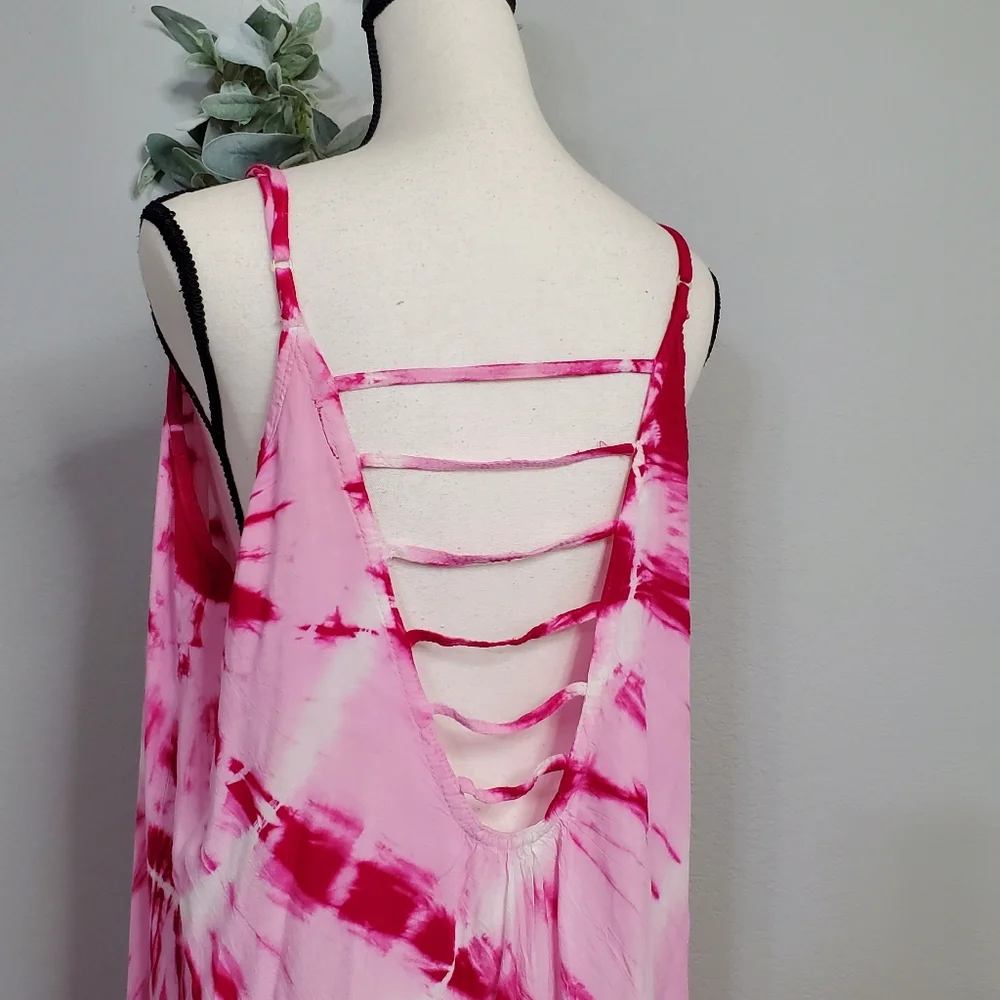 Riviera Sun Tie-Dye Maxi Dress Size 1X Beautiful Pink Fuchsia Flowy - Picture 7 of 10